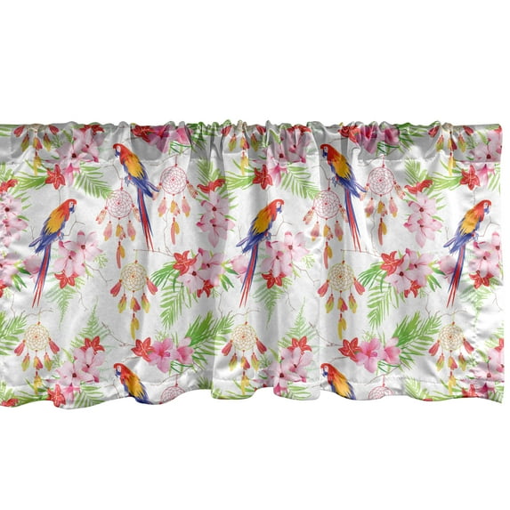 Ambesonne Parrot Window Valance, Native Forest, 54" X 18", Multicolor
