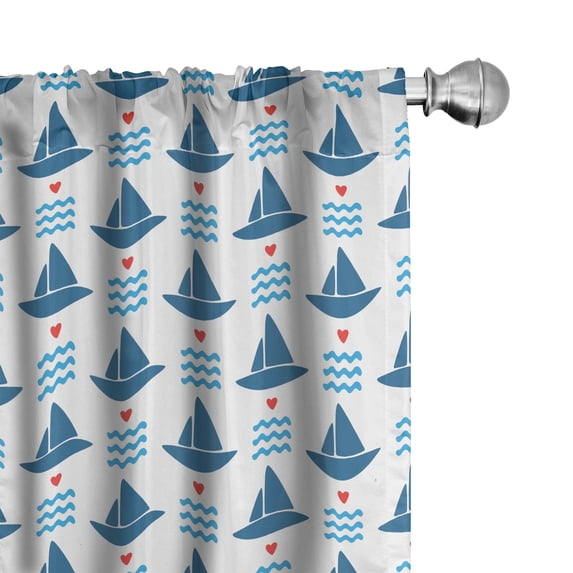 Ambesonne Party Window Curtains, Pastel Sailing Boats, Each 28" W x 95" L, Blue Red White
