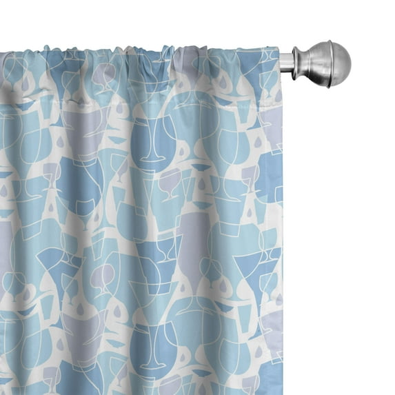 Ambesonne Party 4-Panel Curtains, Various Glass Types Concept, 56"x84", Pale Azure Blue and White