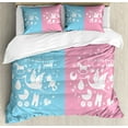 thumbnail image 1 of Ambesonne Party Duvet Cover Set, Girl Boy, 2-Calking, Pale Pink Sky Blue, 1 of 7