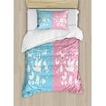 thumbnail image 1 of Ambesonne Party Duvet Cover Sets, Girl Boy, 2-Twin, Pale Pink Sky Blue, 1 of 4