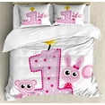 thumbnail image 1 of Ambesonne Party Duvet Cover Sets, Girls Birthday Bunnies, 2-King, Hot Pink and Lilac, 1 of 3