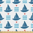 thumbnail image 1 of Ambesonne Party Fabric by the Yard Upholstery, Pastel Sailing Boats, 1 Yard, Blue Red White, 1 of 5