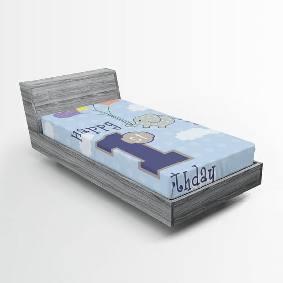 Ambesonne Party Fitted Sheet, in the Sky, Twin XL Size, Sky Blue and Grey