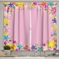 thumbnail image 1 of Ambesonne Party Kitchen Curtains, Girls Birthday Flora, 55"x45", Multicolor and Pink, 1 of 3