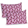 thumbnail image 1 of Ambesonne Party Pillow Sham 2 Pack, Love Hearts Pattern, 26"x20", Ruby Pink Lilac, 1 of 3