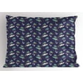thumbnail image 1 of Ambesonne Party Pillow Sham, Balloons Tied to Rockets, 26" X 20", Violet Blue Yellow, 1 of 2