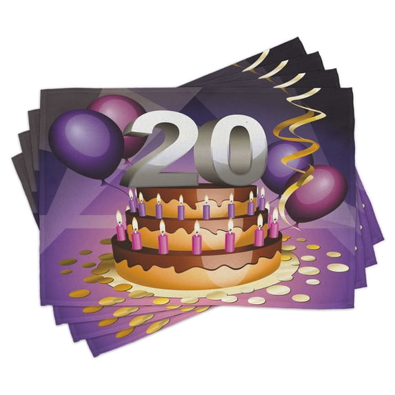 Ambesonne Party Place Mats Set of 4, Chocolate Birthday, Standard Size, Multicolor