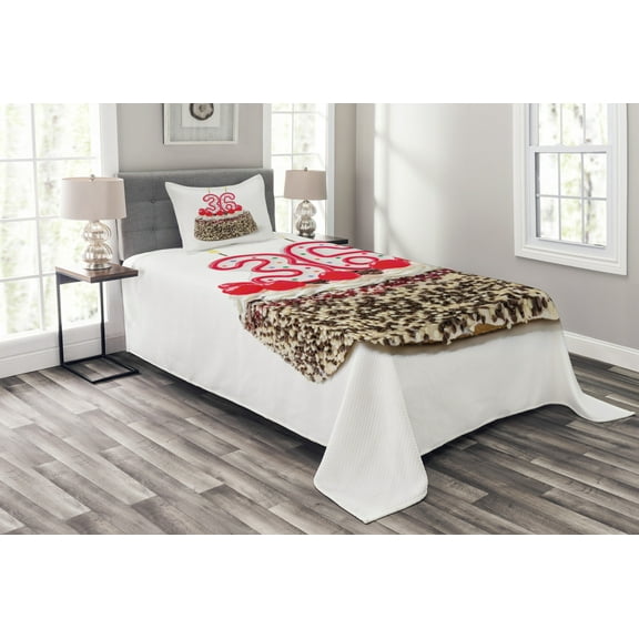 Ambesonne Party Quilted Bedspread Set 2 Pcs, Birthday Sprinkles, Twin Size, Multicolor