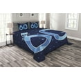 thumbnail image 1 of Ambesonne Party Quilted Bedspread Set 3 Pcs, Birthday 60 Stars, Queen Size, Navy Blue and Sky Blue, 1 of 3