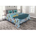 thumbnail image 1 of Ambesonne Party Quilted Bedspread Set 3 Pcs, Cartoon Airplanes, King Size, Multicolor, 1 of 3
