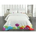 thumbnail image 1 of Ambesonne Party Quilted Bedspread Set 3 Pcs, Curly Papers and Balloons, Queen Size, Multicolor, 1 of 5