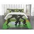 thumbnail image 1 of Ambesonne Party Quilted Bedspread Set 3 Pcs, Disco Couple Dance, Queen Size, Pale Green Dark Green, 1 of 3