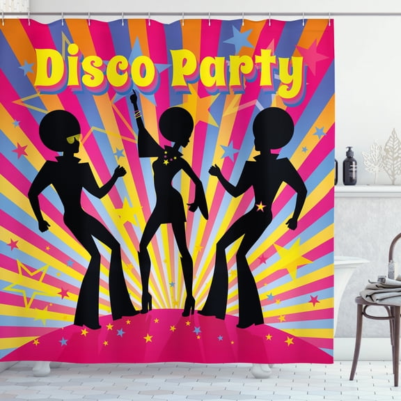 Ambesonne Party Shower Curtain, Disco Dance Funky, 69"Wx75"L, Multicolor