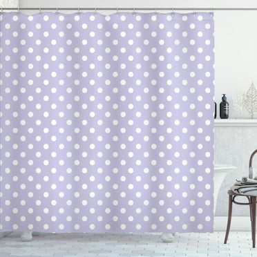 Ambesonne Party Shower Curtain, Polka Dot Classic Motif, 69"Wx75"L, Lavender Blue White