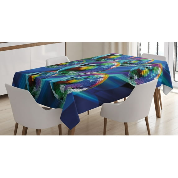 Ambesonne Party Tablecloth Rectangular Table Cover, Colorful Disco Club, 52"x70", Multicolor