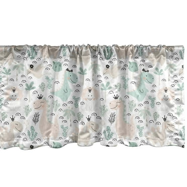 Ambesonne Party Window Valance, Dinosaurs Pale Color, 54" X 18", Almond Green Pale Pink