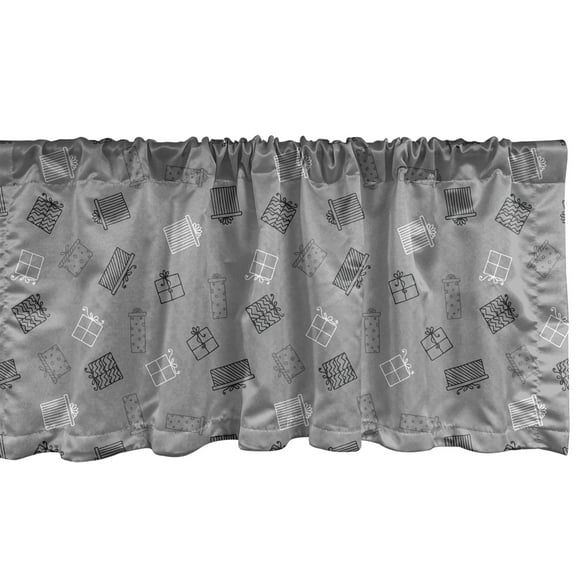 Ambesonne Party Window Valance, Minimal Modern Gift Boxes, 54" X 12", Grey White