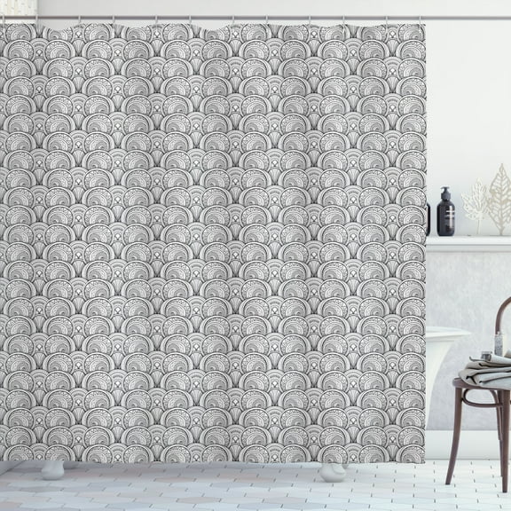 Ambesonne Pasiley Shower Curtain, Achromatic Oriental Motifs, 69"Wx75"L, White and Charcoal Grey