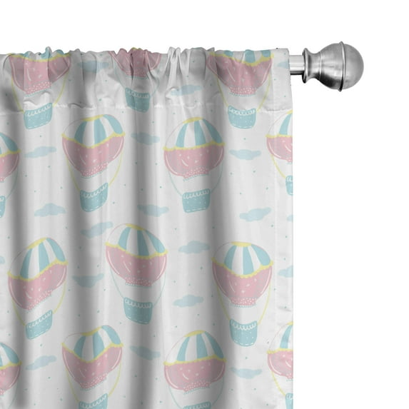 Ambesonne Pastel Window Curtains, Adventure Flying, Each 28" W x 95" L, Pale Blue and Blush