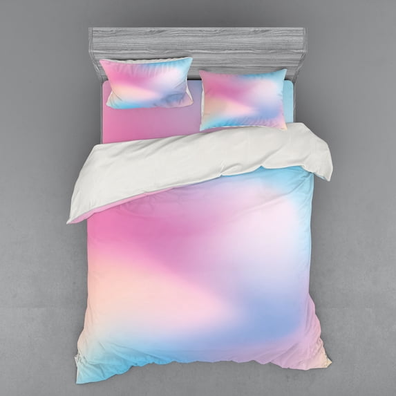 Ambesonne Pastel Bedding Set 4 Pcs, Daydream Fantasy, Queen, Aqua Peach Pink