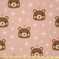 thumbnail image 1 of Ambesonne Pastel Cartoon Fabric by the Yard Microfiber, Smiling Bears Hearts, 5 Yards, Blush Brown and Peach, 1 of 2