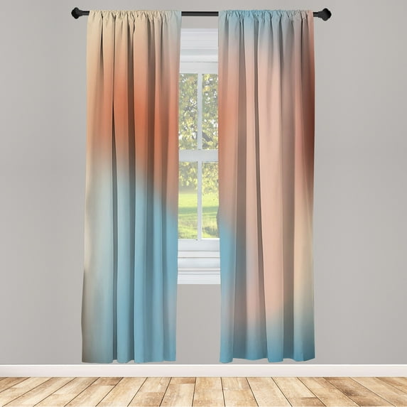 Ambesonne Pastel Curtains, Abstract Daydream Fantasy, Pair of 28"x95", Salmon Peach