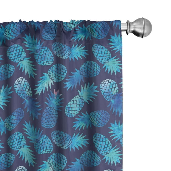 Ambesonne Pastel Curtains, Tropical Pineapple Blue, Pair of 28"x95", Dark Blue Pale Blue