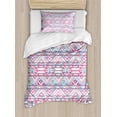 thumbnail image 1 of Ambesonne Pastel Duvet Cover Sets, Aztec Inspired Ikat Seem, 2-Twin, Pink Pale Blue Purple, 1 of 3