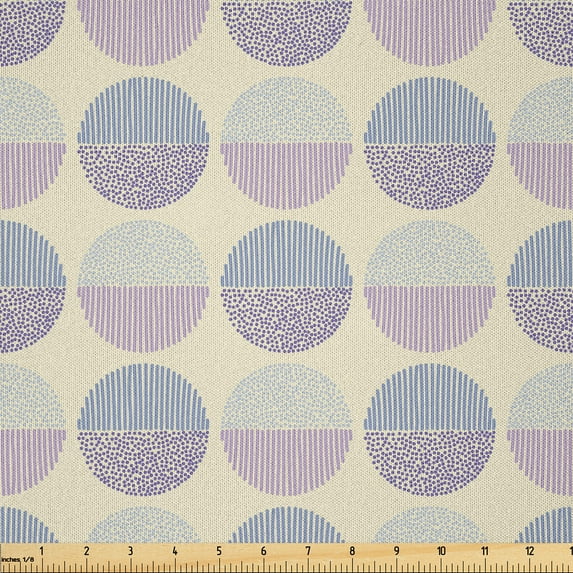 Ambesonne Pastel Fabric by the Yard Microfiber, Modern Dotted and Striped, 5 Yards, Lilac and Lavender Blue