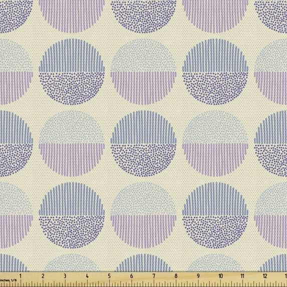 Ambesonne Pastel Fabric by the Yard Upholstery, Modern Dotted and Striped, 10 Yards, Lilac and Lavender Blue