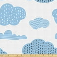 thumbnail image 1 of Ambesonne Pastel Fabric by the Yard Upholstery, Rain Clouds Dashed Stripes, 2 Yards, Pale Azure Blue and White, 1 of 5