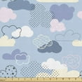 thumbnail image 1 of Ambesonne Pastel Fabric by the Yard Upholstery, Sky Clouds Drawn Polka Dots, 1 Yard, Pale Azure Blue Pale Pink, 1 of 5