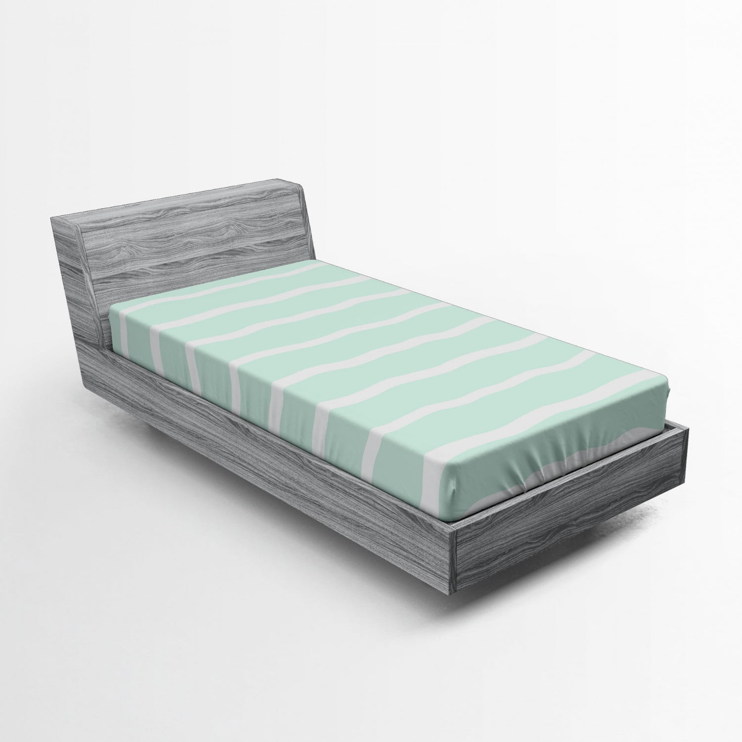 Twin XL Blue and Green Striped Microfiber Fitted Sheet