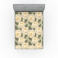 thumbnail image 1 of Ambesonne Pastel Floral Fitted Sheet, Chrysanthemum Pattern, California King, Mustard Pistachio Green, 1 of 5