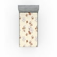 thumbnail image 1 of Ambesonne Pastel Flowers Fitted Sheet, Retro Floral Pattern, Twin XL Size, Cream and Pale Redwood, 1 of 5