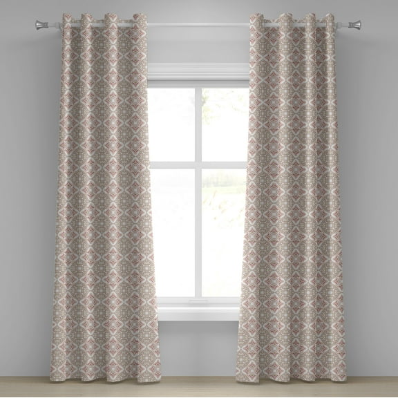 Ambesonne Pastel Grommet Curtain, Geometrical, 50" x 96", Beige Pink White