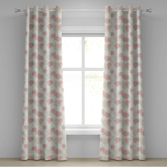 Ambesonne Pastel Grommet Curtain, Soft Spring Floral Motif, 50" x 72", Brown Pale Pink White