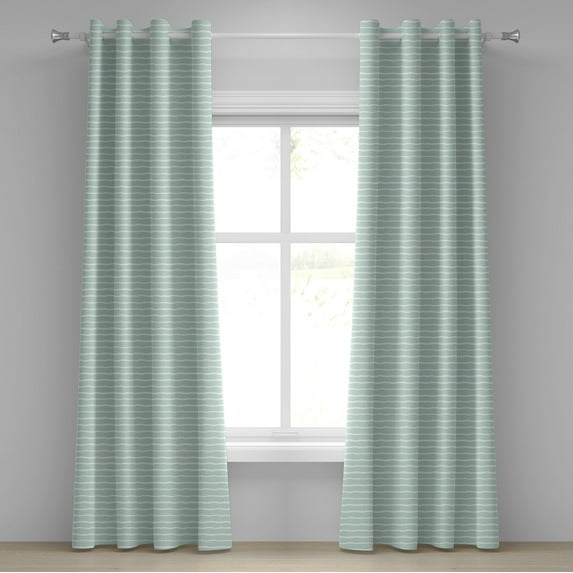 Ambesonne Pastel Grommet Curtain, Wavy Lines White Striped, 50" x 72", Almond Green White