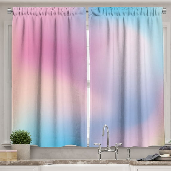 Ambesonne Pastel Kitchen Curtains, Daydream Fantasy, 55"x39", Aqua Peach Pink