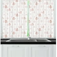 thumbnail image 1 of Ambesonne Pastel Kitchen Curtains, Soft Hatches and Leaves Art, 55"x45", Blush Rust and White, 1 of 1