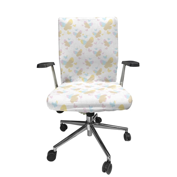 Ambesonne Pastel Office Chair Cover Stretchable High Back, Butterflies in Watercolor, Multicolor