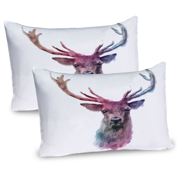 Ambesonne Pastel Pillow Sham 2 Pack, Antlers Wild Nature, 36"x20", Pink Lilac
