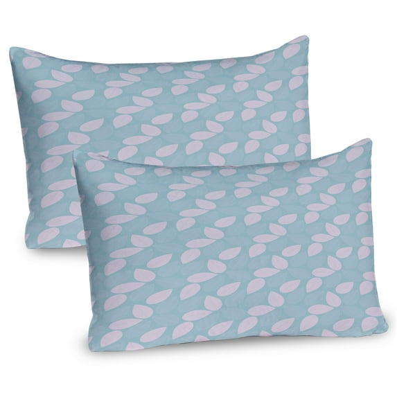 Ambesonne Pastel Pillow Sham 2 Pack, Big Striped Leaf Silhouettes, 30"x20", Mauve Blue Grey