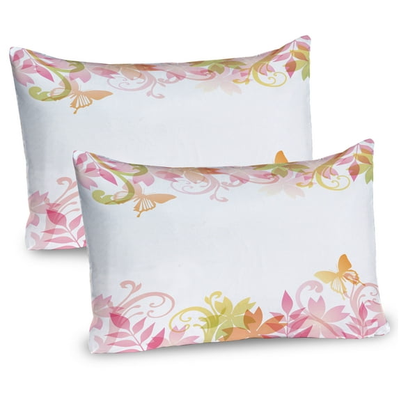 Ambesonne Pastel Pillow Sham 2 Pack, Floral Spring Wreath, 26"x20", Pale Pink Ginger