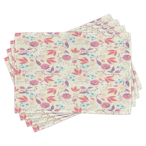Ambesonne Pastel Place Mats Set of 4, Fresh Spring Field, Standard Size, Multicolor