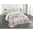 thumbnail image 1 of Ambesonne Pastel Plaid Quilted Bedspread Set 3 Pcs, Romantic Soft Floral, King Size, Lilac and Pale Pink, 1 of 5