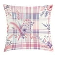 thumbnail image 1 of Ambesonne Pastel Plaid Throw Pillow Cushion Cover, Romantic Soft Floral, 40" X 40", Lilac and Pale Pink, 1 of 2