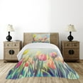 thumbnail image 1 of Ambesonne Pastel Quilted Bedspread Set 2 Pcs, Tulips Flower Bed Park, Twin Size, Multicolor, 1 of 6