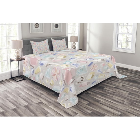 Ambesonne Pastel Quilted Bedspread Set 3 Pcs, Colorful Vivid, King Size, Multicolor